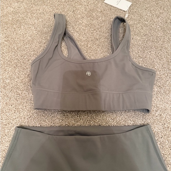 Anine Bing Sport Grey Workout Set bra and leggings XS NEW - Picture 2 of 3